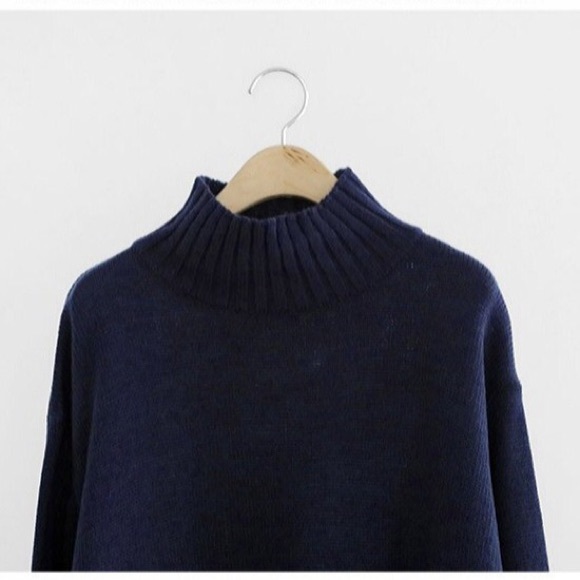 Special Price❤️High collar Navy Turtleneck Sweater - Picture 7 of 8